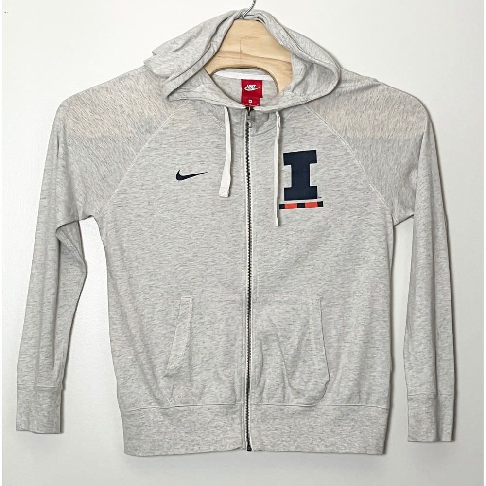 Nike Illinois Fighting Illini Full Zip Hoodie Womens Medium Oatmeal Sweatshirt